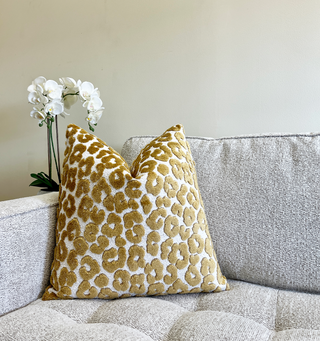 Gold Leopard Velvet Throw Pillow