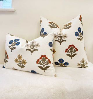 Sienna Embroidered Block Print Throw Pillow