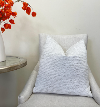 White Vanilla Chenille Throw Pillow