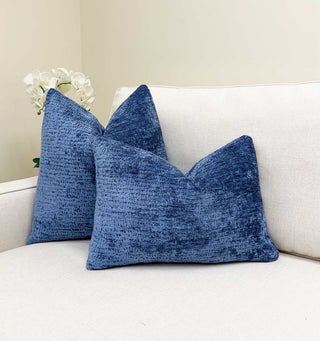Azure Blue Chenille Throw Pillow