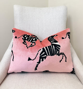 Watermelon Zebra Velvet Throw Pillow
