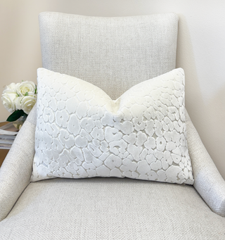 Off White Leopard Velvet Throw Pillow