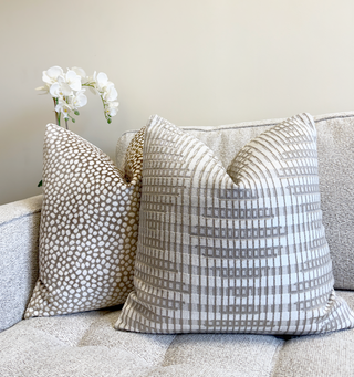 Tan and Cream Pebble Velvet Throw Pillow