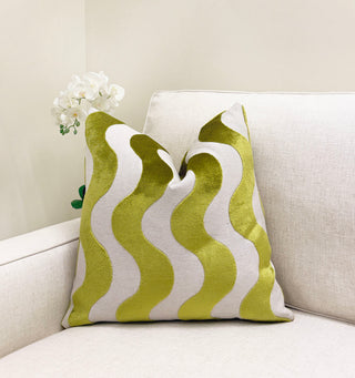 Chartreuse Flow Velvet Throw Pillow