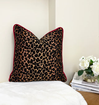 Leopard Noir Welted Throw Pillow