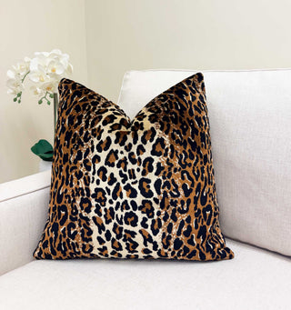 Savanna Leopard Velvet Throw Pillow