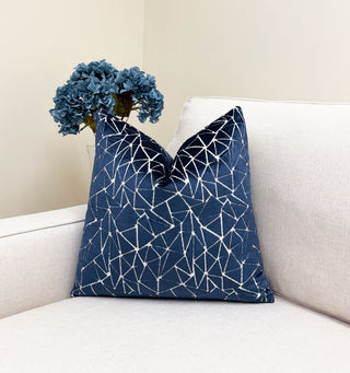 Indigo Blue Peak Velvet Throw Pillow