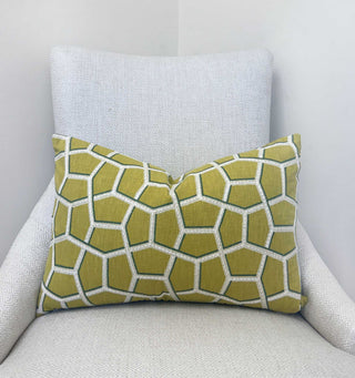 Chartreuse Trellis Embroidered Throw Pillow