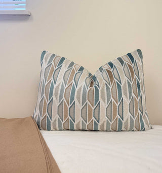 Coastal Geometric Velvet Throw Pillow