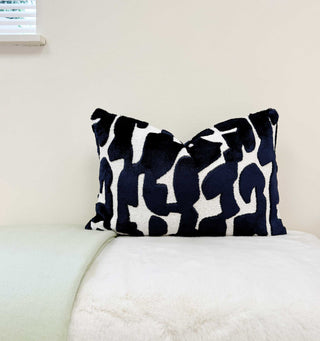 Midnight Glyph Velvet Throw Pillow