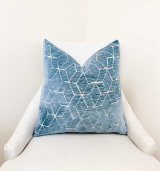 Blue Opal Velvet Throw Pillow
