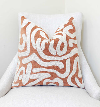 Terracotta Current Velvet Throw Pillow