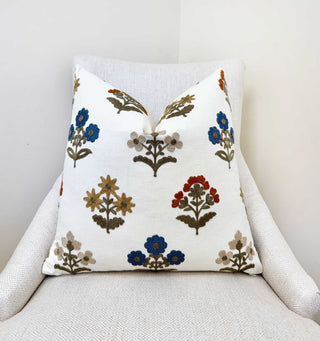 Sienna Embroidered Block Print Throw Pillow