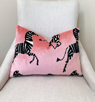 Watermelon Zebra Velvet Throw Pillow