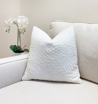Snow White Croc Velvet Throw Pillow