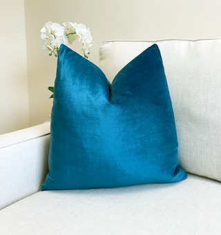 Turquoise Solid Velvet Pillow