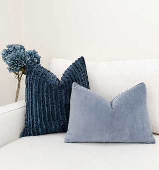 Navy Stripe Chenille Throw Pillow