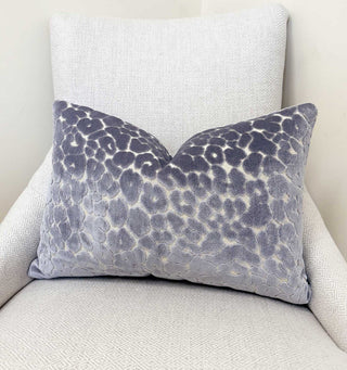 Light Gray Leopard Velvet Throw Pillow