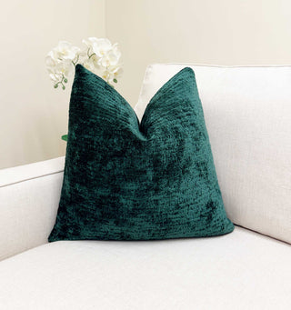 Pine Green Chenille Throw Pillow