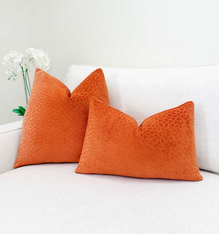 Orange Animal Print Velvet Pillow