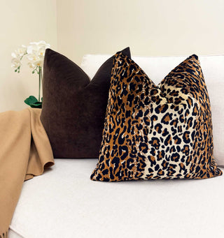 Savanna Leopard Velvet Throw Pillow