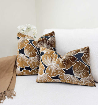 Cinnamon Petals Velvet Throw Pillow
