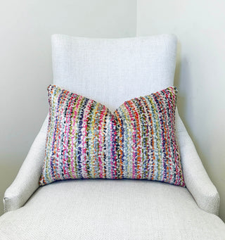 Monet Stripe Velvet Throw Pillow