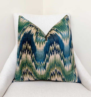 Tidal Ikat Velvet Throw Pillow