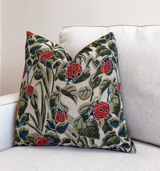 Ladybug Garden Throw Pillow