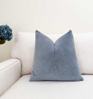 Steel Blue Velvet Throw Pillow