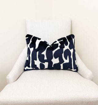 Midnight Glyph Velvet Throw Pillow