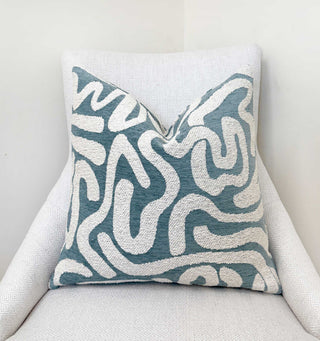 Dusty Blue Current Velvet Throw Pillow