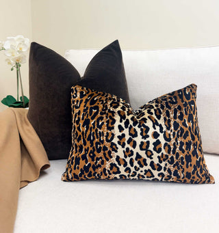 Savanna Leopard Velvet Throw Pillow