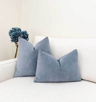 Steel Blue Velvet Throw Pillow