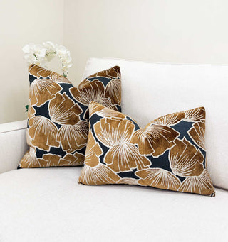 Cinnamon Petals Velvet Throw Pillow