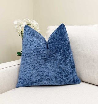 Azure Blue Chenille Throw Pillow