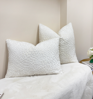Snow White Croc Velvet Throw Pillow