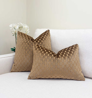 Toffee Dot Velvet Throw Pillow