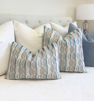 Coastal Geometric Velvet Throw Pillow