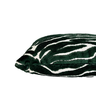 Deep Emerald Zebra Velvet Throw Pillow