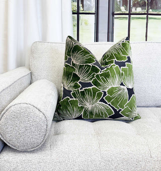 Emerald Petals Velvet Throw Pillow