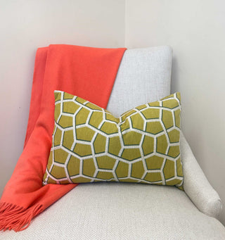 Chartreuse Trellis Embroidered Throw Pillow