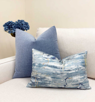 Blue Heron Embroidered Throw Pillow