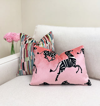 Watermelon Zebra Velvet Throw Pillow