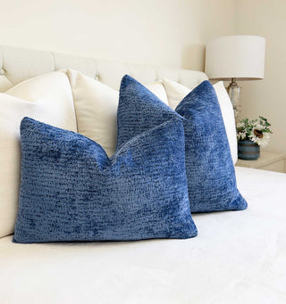 Azure Blue Chenille Throw Pillow