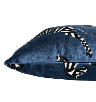 Blue Zebra Velvet Throw Pillow