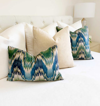 Tidal Ikat Velvet Throw Pillow