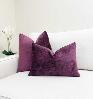 Dark Plum Solid Chenille Throw Pillow