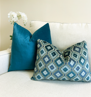 Turquoise Solid Velvet Pillow