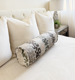 Leopard Stripe Velvet Bolster Pillow